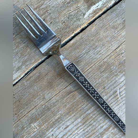 United Silver Co CORDOVA stainless floral MCM salad desert fork flatware JAPAN - Picture 2 of 8
